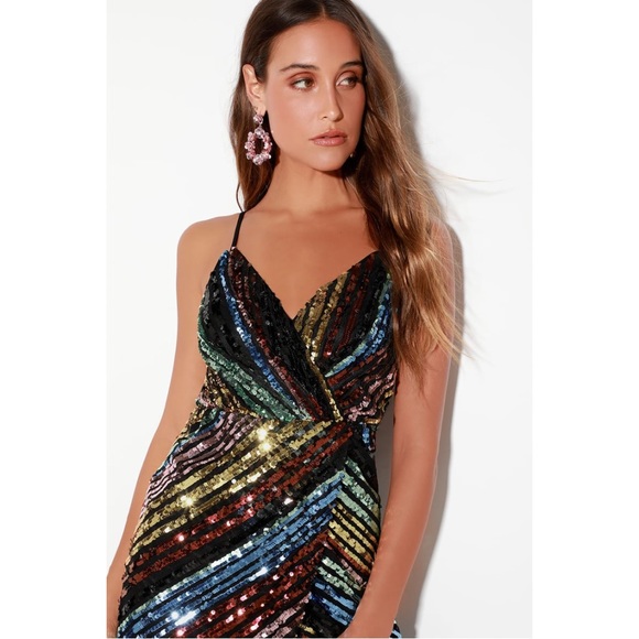J.O.A. La Salle Multi Sequin Striped Sleeveless Midi Dress - Picture 9 of 11